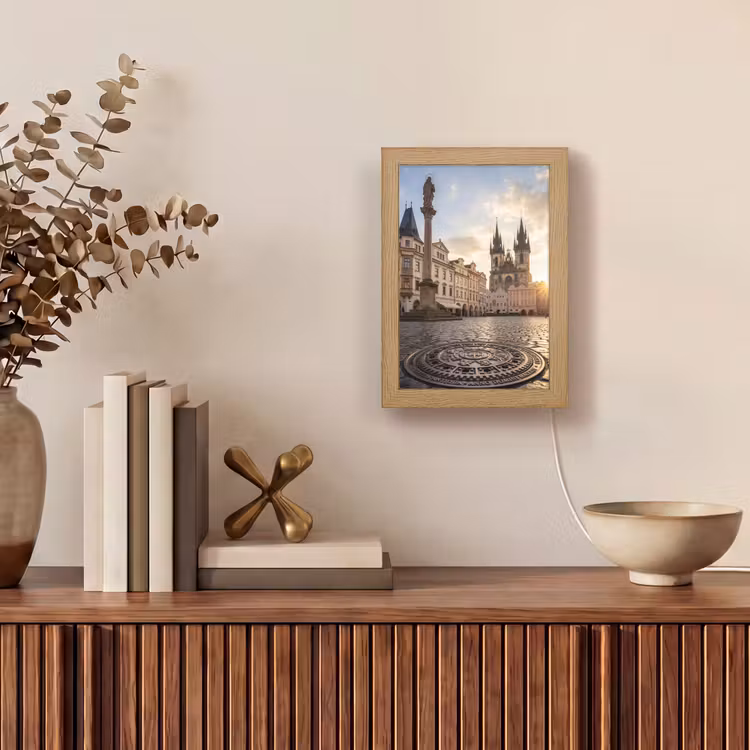 Gepersonaliseerde Lightbox - Stad - Praag - Ochtend - Architectuur - Goud — 4