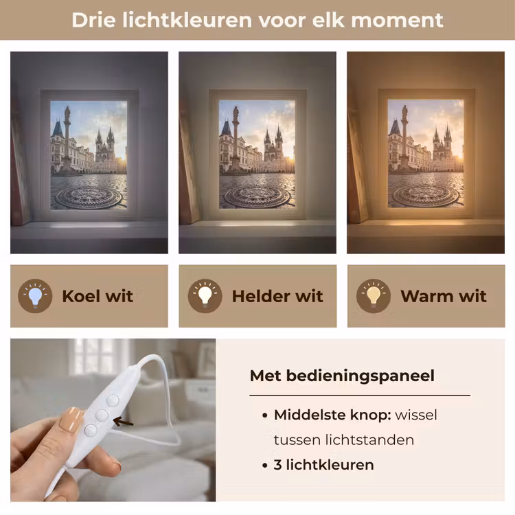 Gepersonaliseerde Lightbox - Stad - Praag - Ochtend - Architectuur - Goud — 6