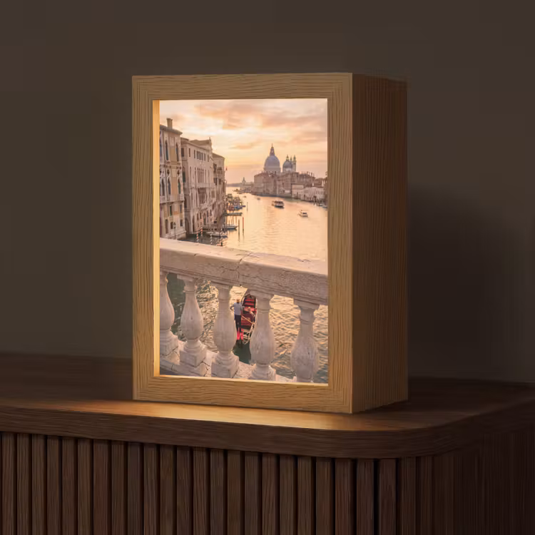 Gepersonaliseerde Lightbox - Stad - Venetië - Kanaal - Zonsopgang - Architectuur - Goud — 1