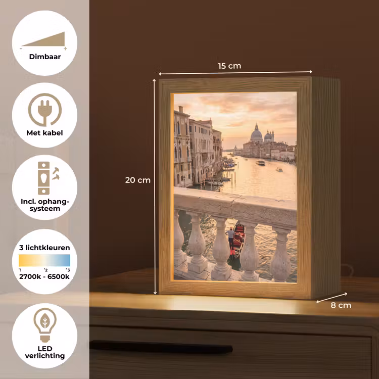 Gepersonaliseerde Lightbox - Stad - Venetië - Kanaal - Zonsopgang - Architectuur - Goud — 7