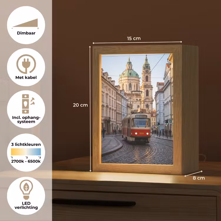 Gepersonaliseerde Lightbox - Tram - Straat - Stadsgezicht - Klassiek - Rood — 7