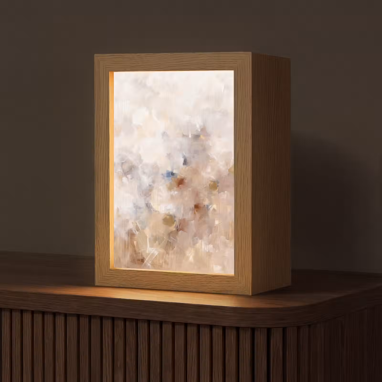 Gepersonaliseerde Lightbox - Abstract - Borstelstreken - Modern - Beige - Kunst — 1