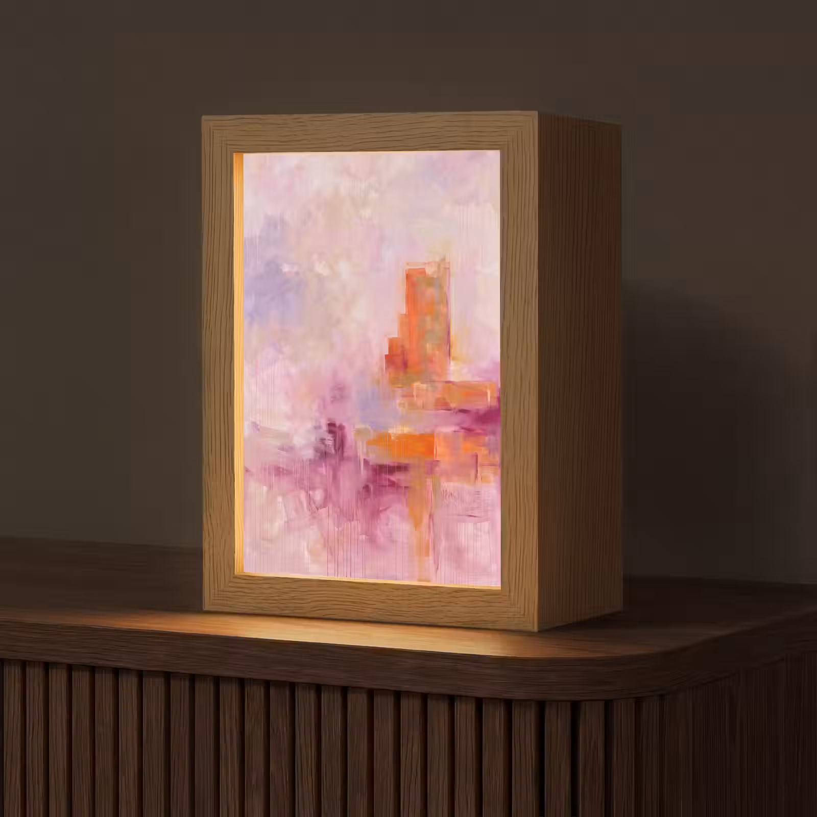 Gepersonaliseerde Lightbox - Abstract - Borstelstreken - Kunst - Paars - Goud — 1