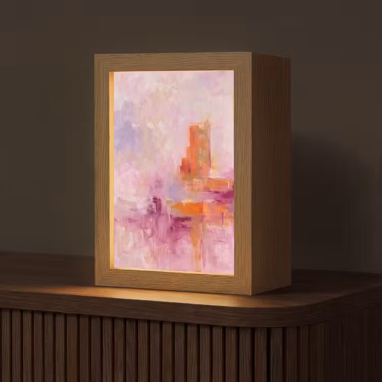 Gepersonaliseerde Lightbox - Abstract - Borstelstreken - Kunst - Paars - Goud — 1