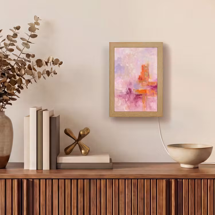 Gepersonaliseerde Lightbox - Abstract - Borstelstreken - Kunst - Paars - Goud — 4
