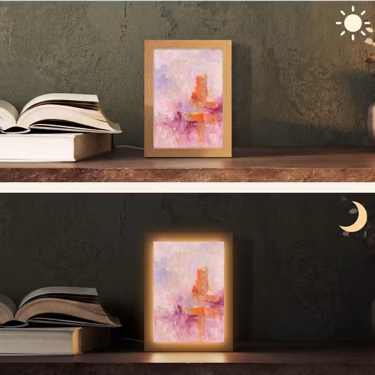 Gepersonaliseerde Lightbox - Abstract - Borstelstreken - Kunst - Paars - Goud — 5