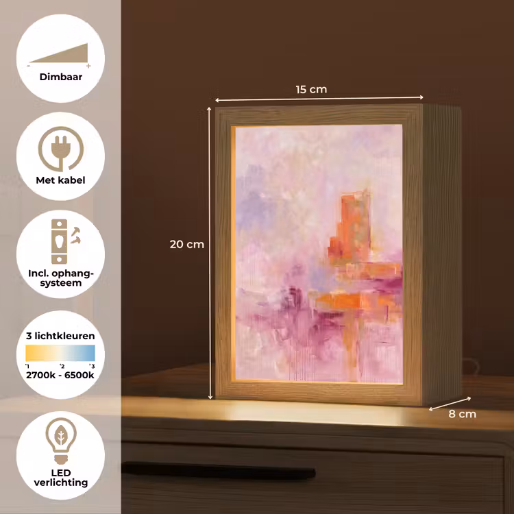 Gepersonaliseerde Lightbox - Abstract - Borstelstreken - Kunst - Paars - Goud — 7