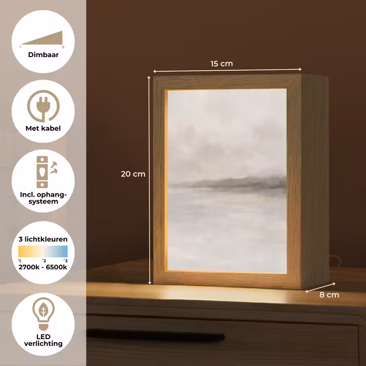 Gepersonaliseerde Lightbox - Abstract - Landschap - Nevel - Modern - Grijs — 7