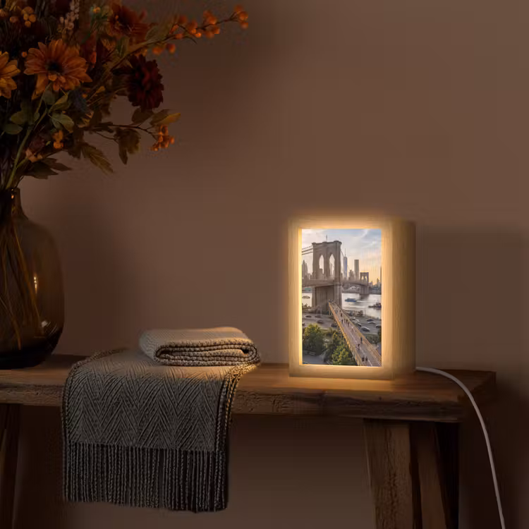 Gepersonaliseerde Lightbox - Brug - Rivier - Stad - Zonsondergang - Architectuur — 3