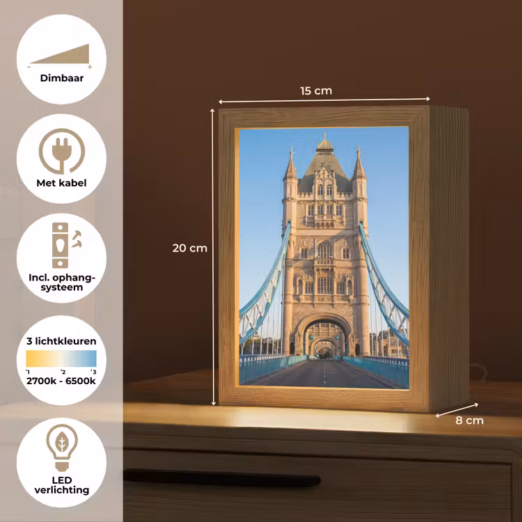 Gepersonaliseerde Lightbox - Brug - Toren - Architectuur - Klassiek - Blauw — 7