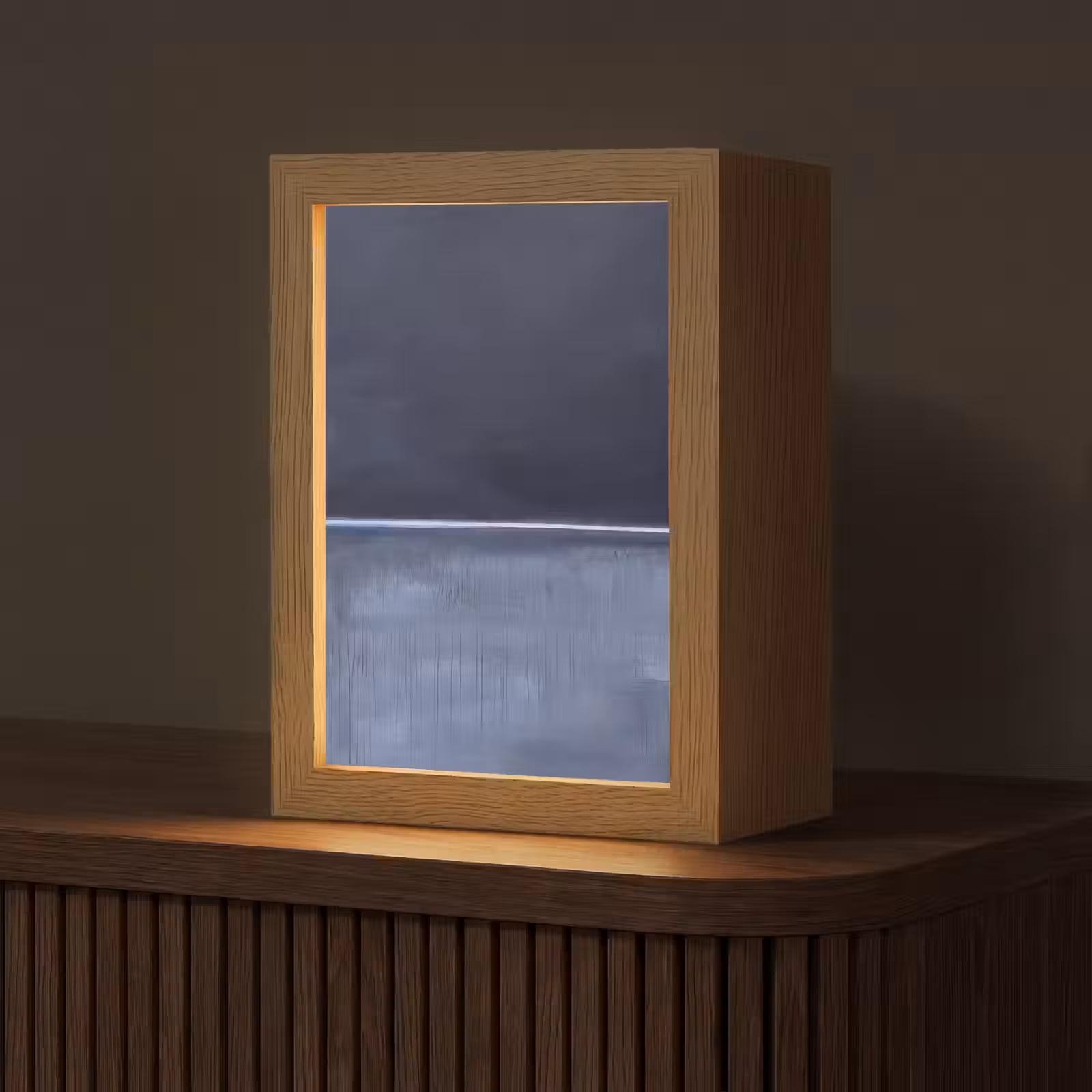 Gepersonaliseerde Lightbox - Abstract - Horizontale lijn - Minimalistisch - Donkerblauw - Kunst — 1