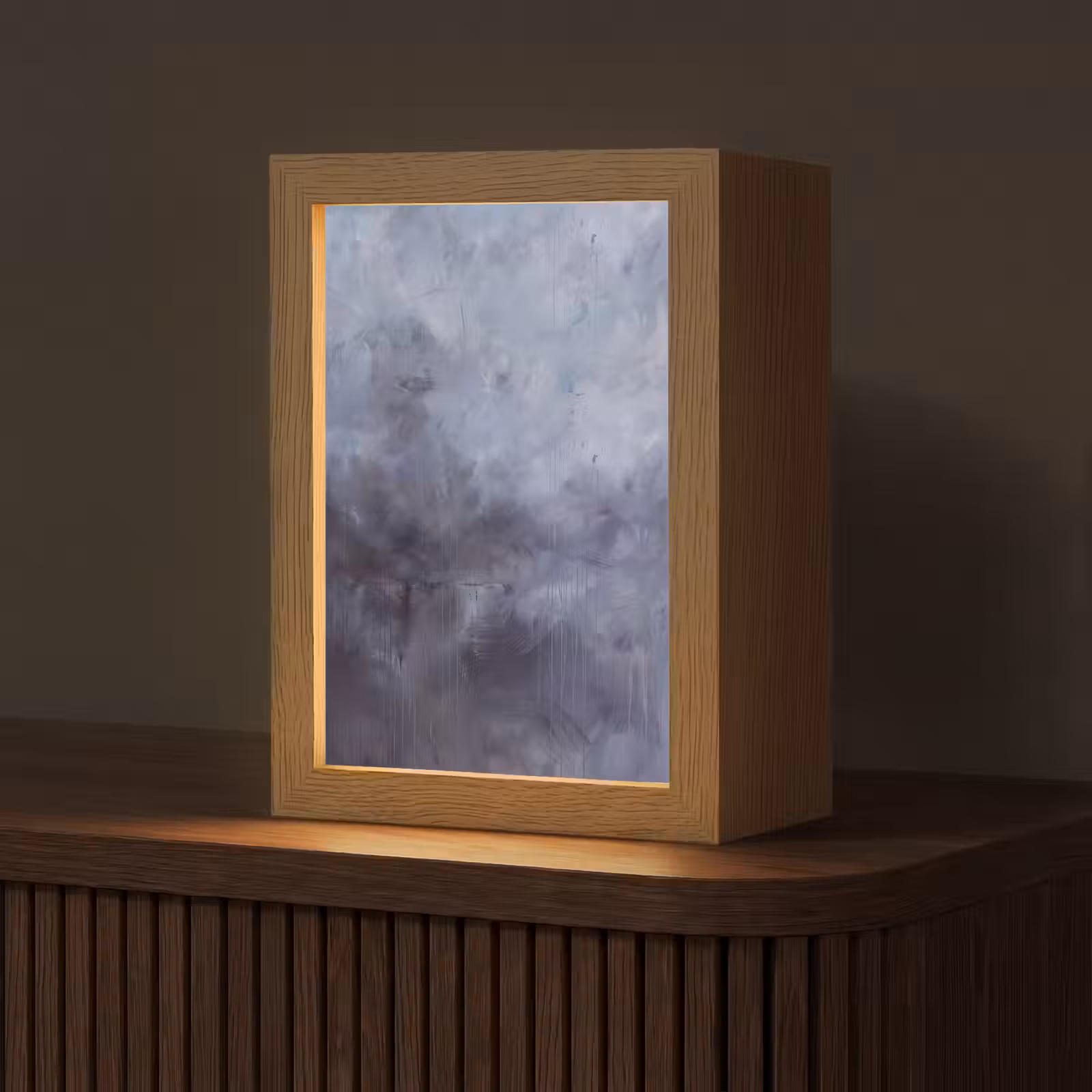 Gepersonaliseerde Lightbox - Abstract - Kwaststreken - Modern - Kunst - Grijs — 1
