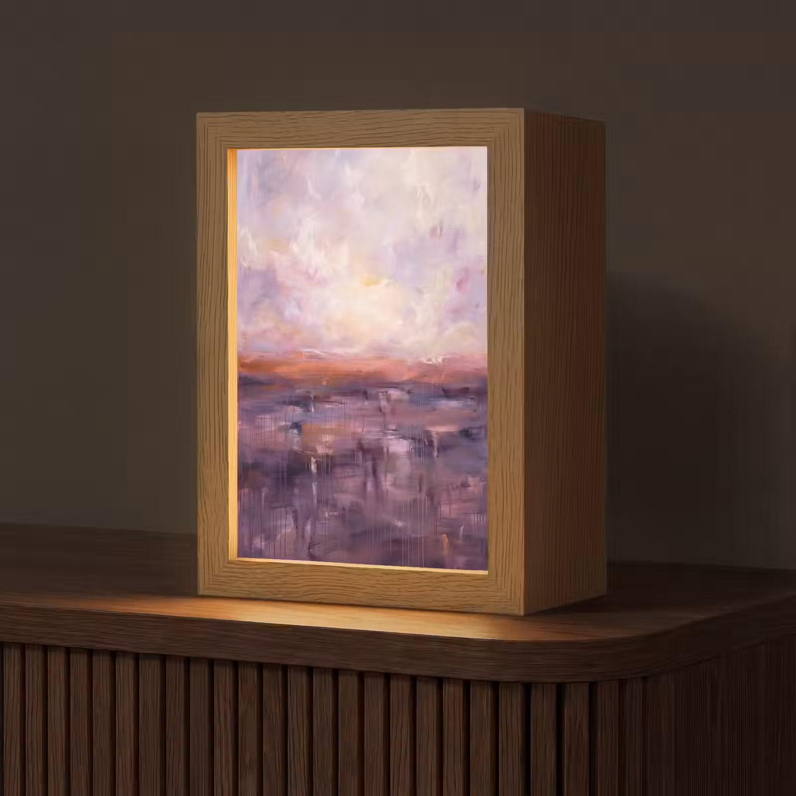 Gepersonaliseerde Lightbox - Abstract - Landschap - Modern - Paars - Oranje — 1