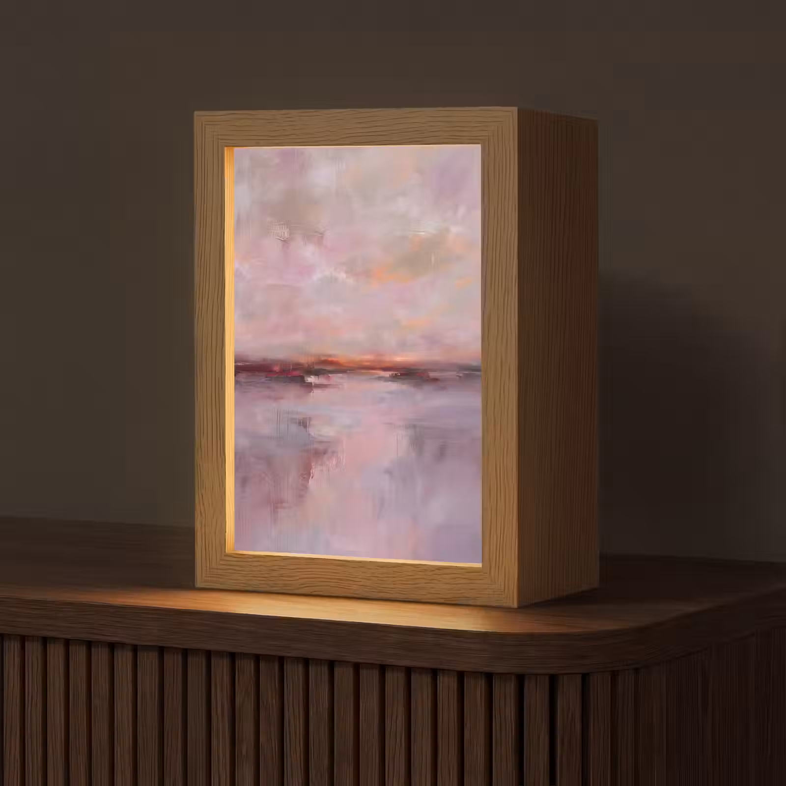 Gepersonaliseerde Lightbox - Landschap - Zonsondergang - Abstract - Modern - Roze — 1