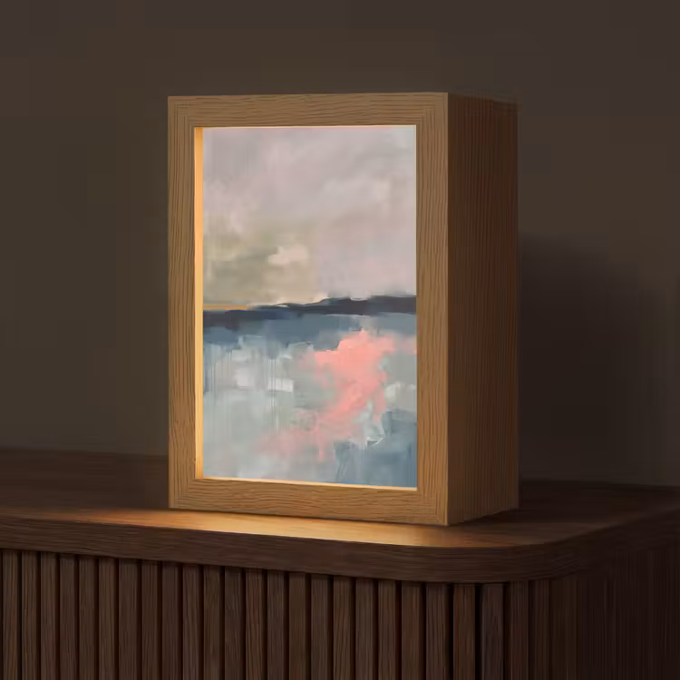 Gepersonaliseerde Lightbox - Abstract - Landschap - Kunst - Modern - Groen - Blauw — 1