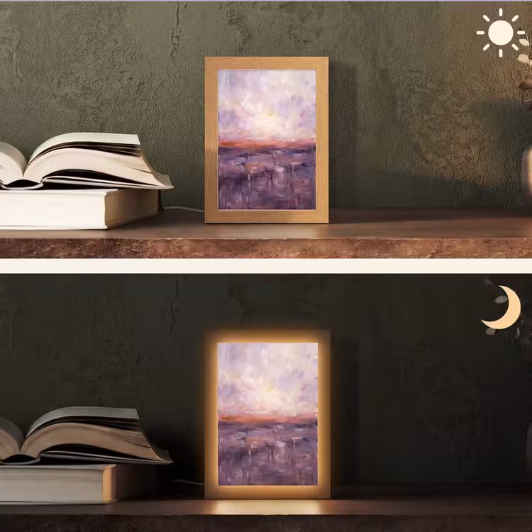 Gepersonaliseerde Lightbox - Abstract - Landschap - Modern - Paars - Oranje — 5