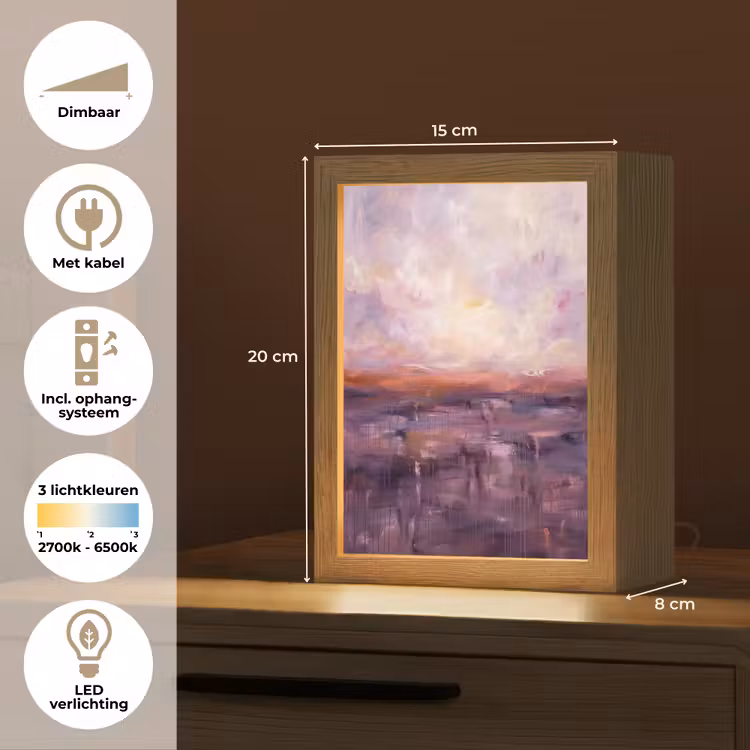 Gepersonaliseerde Lightbox - Abstract - Landschap - Modern - Paars - Oranje — 7