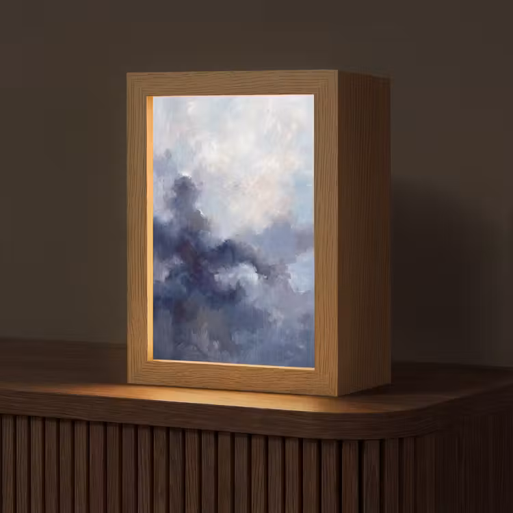 Gepersonaliseerde Lightbox - Abstract - Wolken - Modern - Blauw - Kunst — 1