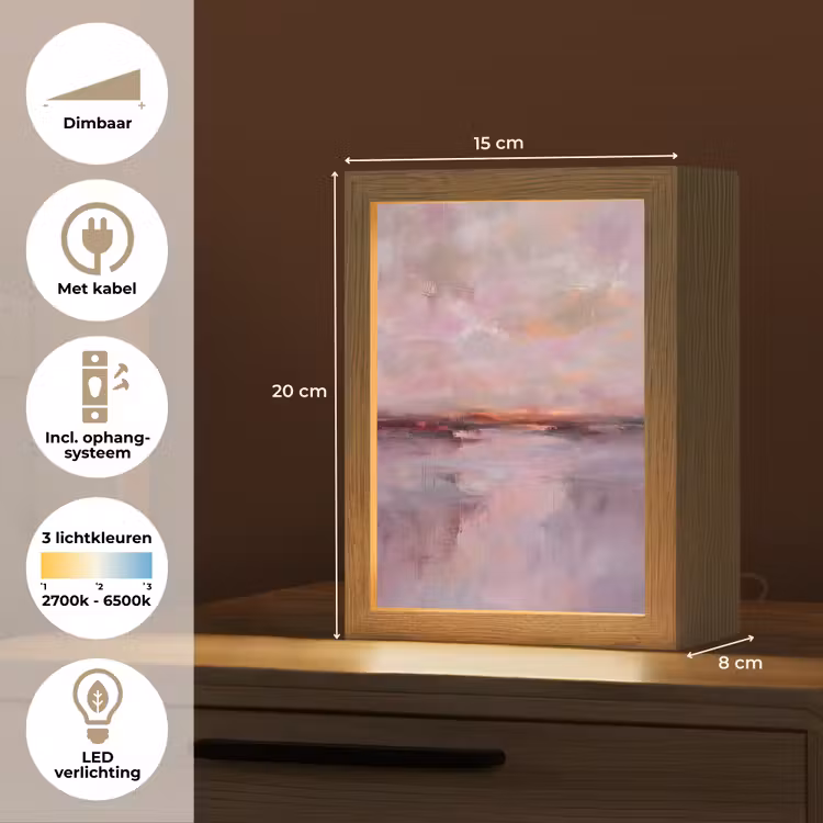 Gepersonaliseerde Lightbox - Landschap - Zonsondergang - Abstract - Modern - Roze — 7