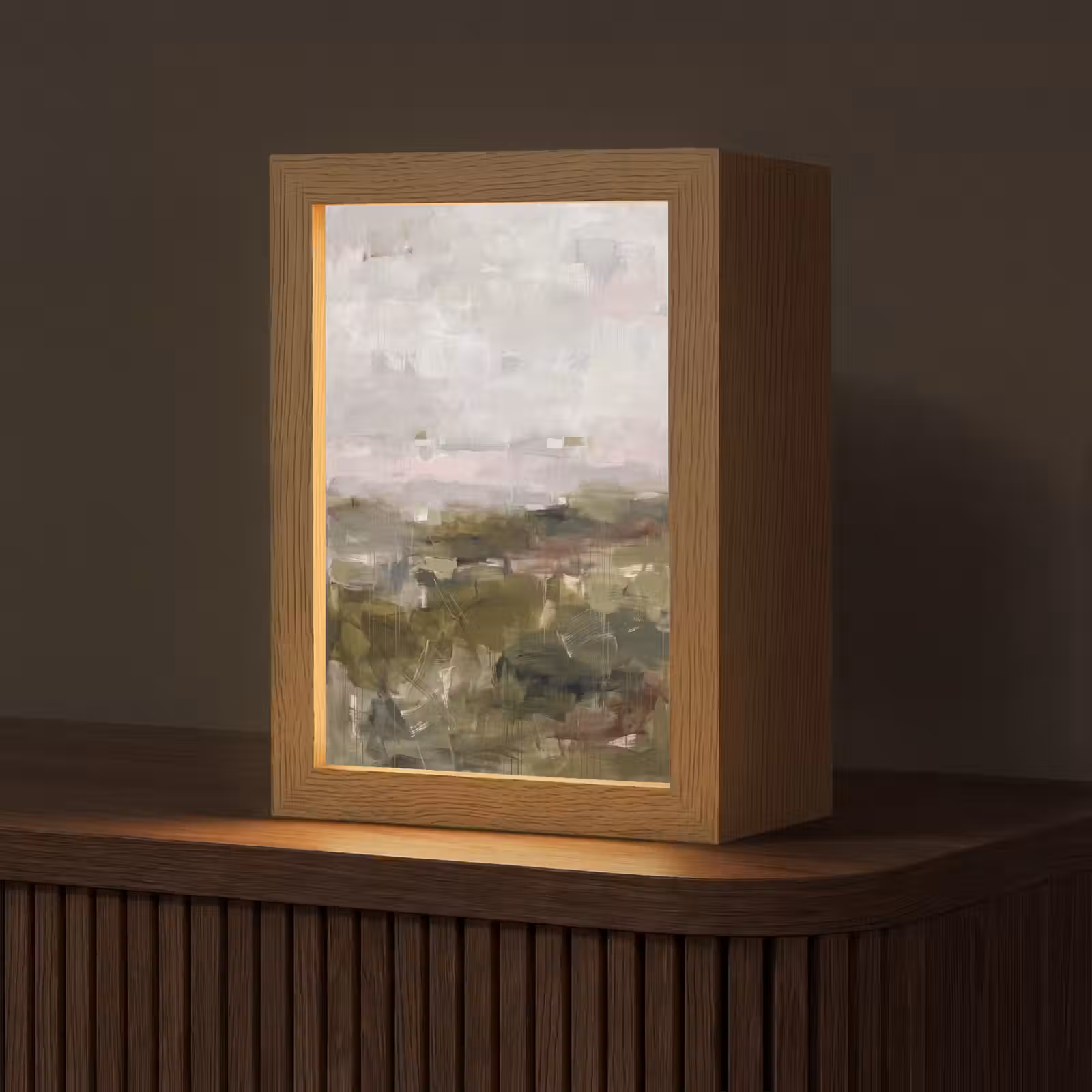 Gepersonaliseerde Lightbox - Abstract - Gelaagd - Kunst - Modern - Grijs-Groen — 1
