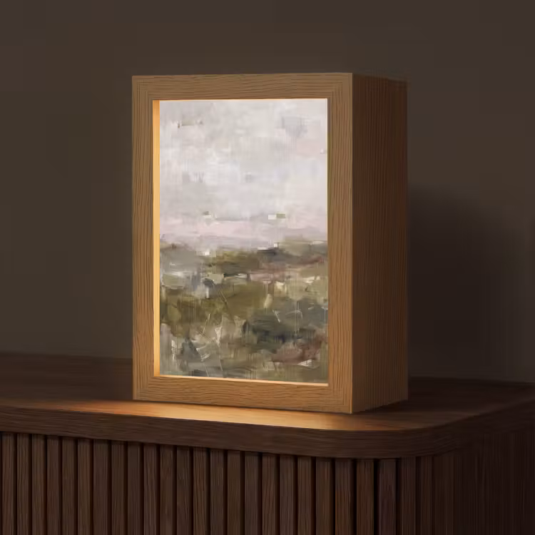 Gepersonaliseerde Lightbox - Abstract - Gelaagd - Kunst - Modern - Grijs-Groen — 1