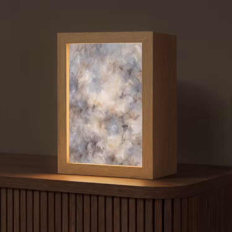 Gepersonaliseerde Lightbox - Abstract - Wolken - Sfeervol - Beige - Grijs — 1