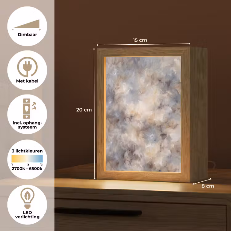 Gepersonaliseerde Lightbox - Abstract - Wolken - Sfeervol - Beige - Grijs — 7