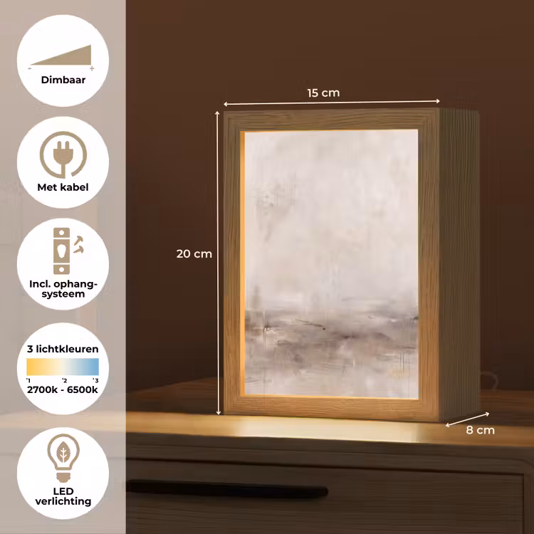 Gepersonaliseerde Lightbox - Abstrakt - Landschap - Modern - Beige - Kunst — 7