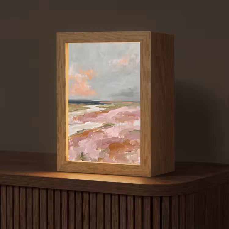 Gepersonaliseerde Lightbox - Landschap - Rivier - Abstract - Roze - Groen — 1