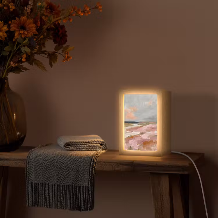 Gepersonaliseerde Lightbox - Landschap - Rivier - Abstract - Roze - Groen — 3