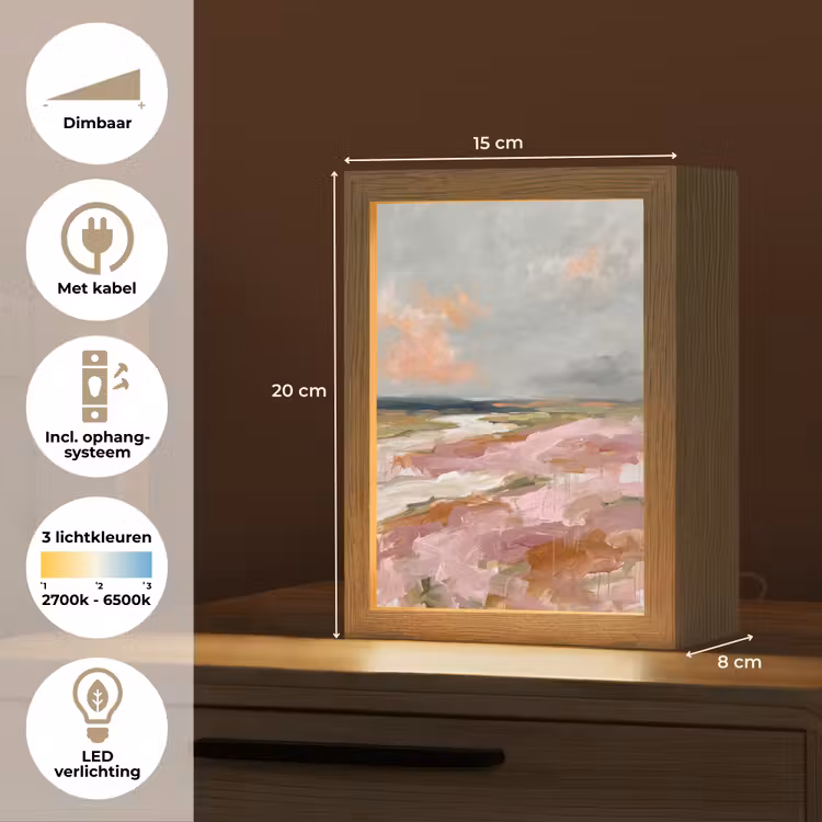 Gepersonaliseerde Lightbox - Landschap - Rivier - Abstract - Roze - Groen — 7