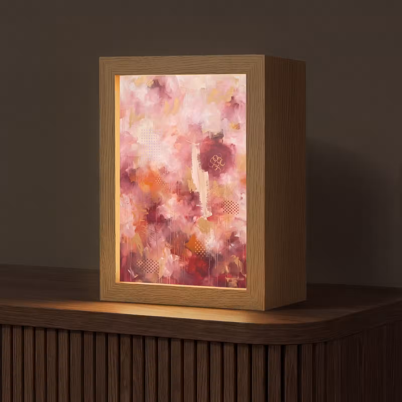 Gepersonaliseerde Lightbox - Abstract - Rood - Goud - Modern - Kunst — 1
