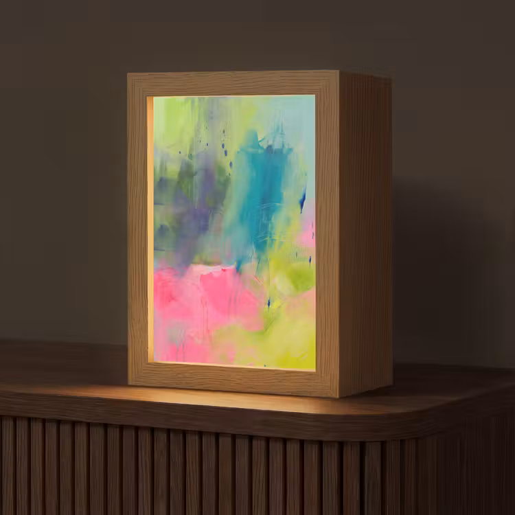 Gepersonaliseerde Lightbox - Abstract - Kleuren - Modern - Groen - Roze — 1
