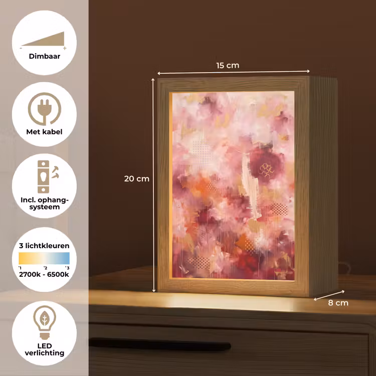 Gepersonaliseerde Lightbox - Abstract - Rood - Goud - Modern - Kunst — 7