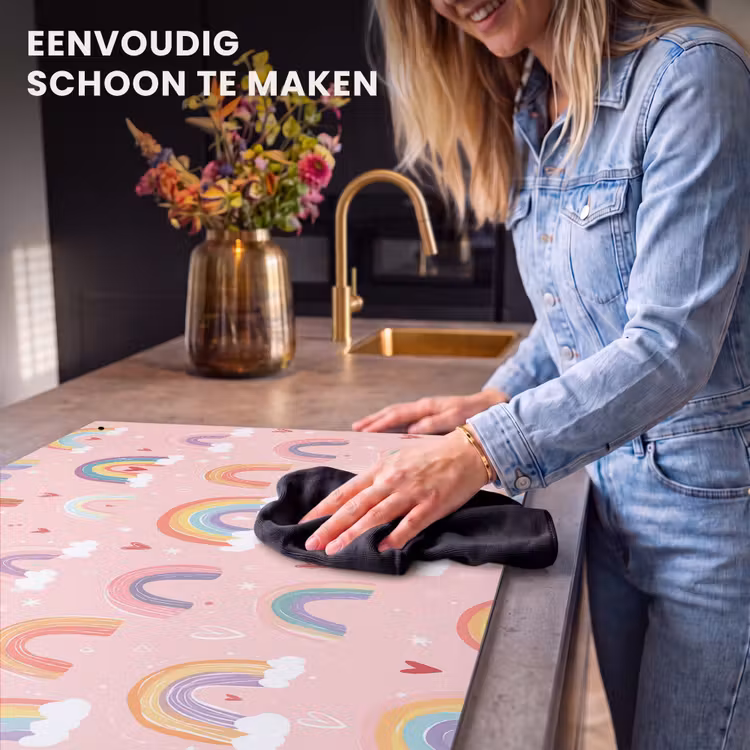 Inductie beschermer en spatscherm (2in1) - Regenboog - Patroon - Pastel - Handgetekend — 5