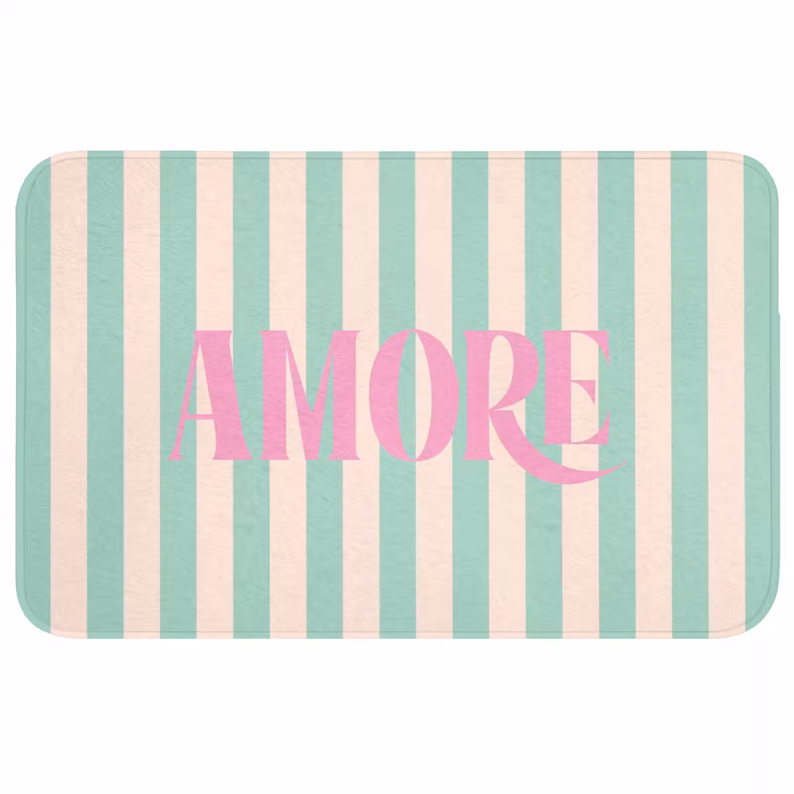 Wc Mat - Roze - Groen - Strepen - Amore — 1