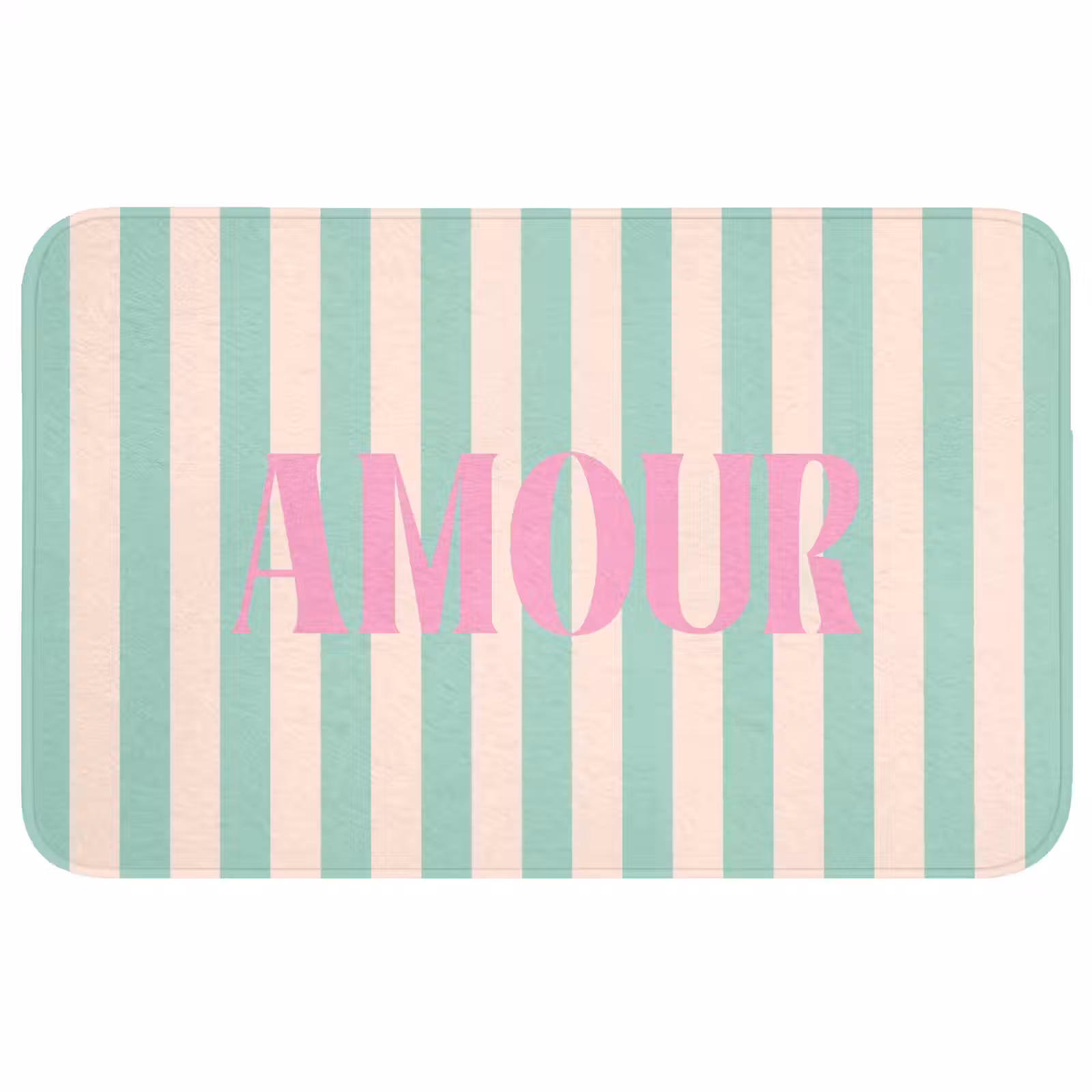Wc Mat - Roze - Groen - Strepen - Amour — 1