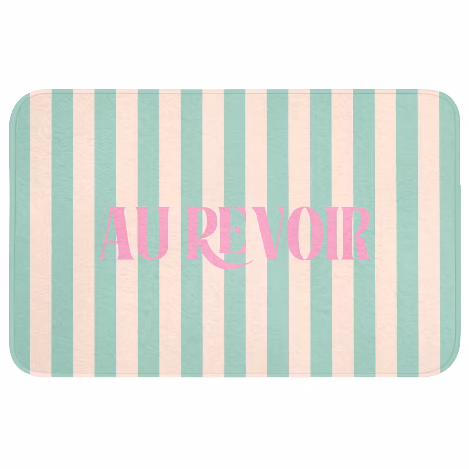Wc Mat - Roze - Groen - Strepen - Au revoir — 1