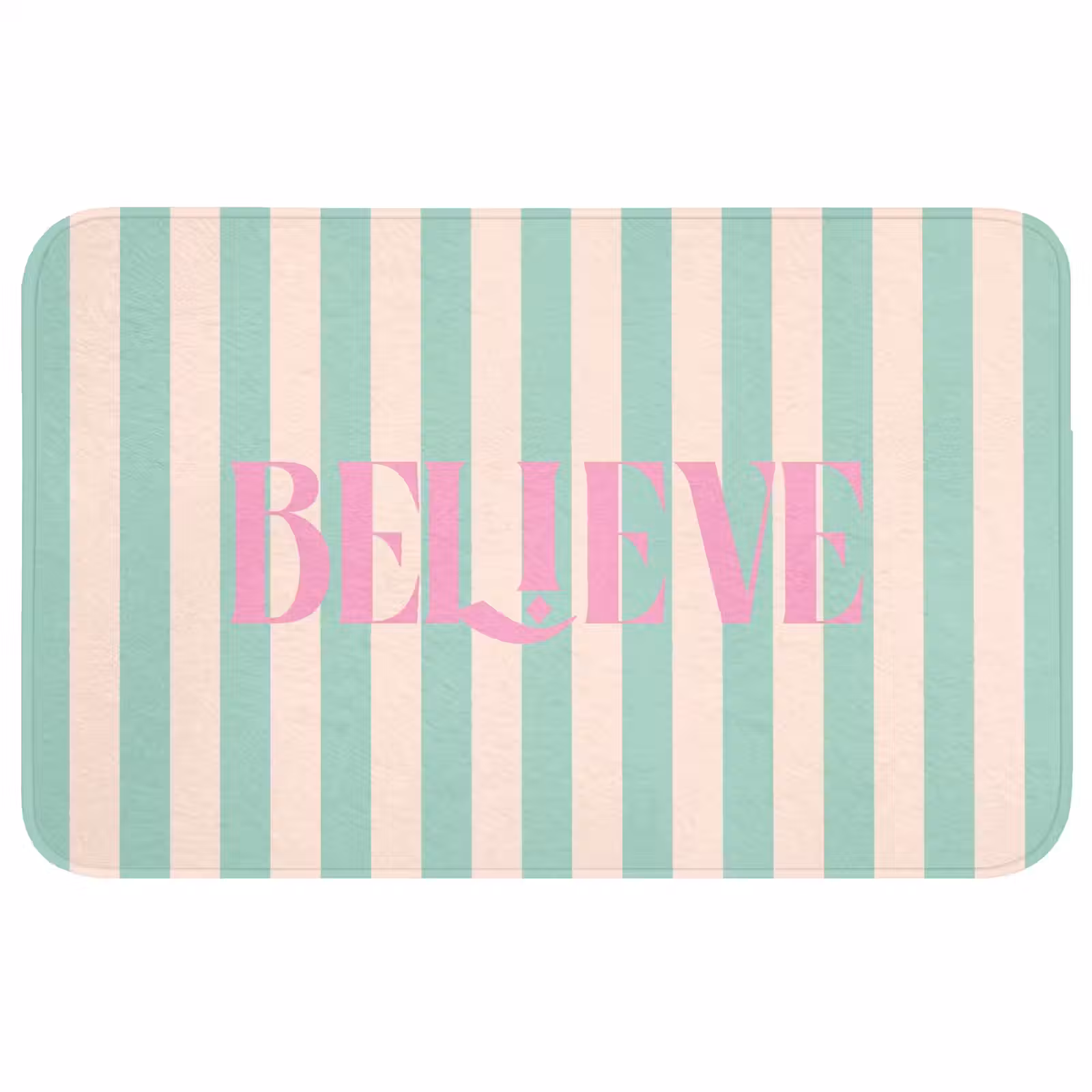 Wc Mat - Roze - Groen - Strepen - Believe — 1
