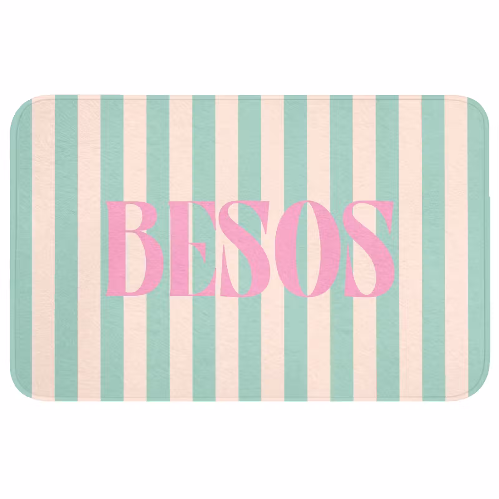 Wc Mat - Roze - Groen - Strepen - Besos — 1