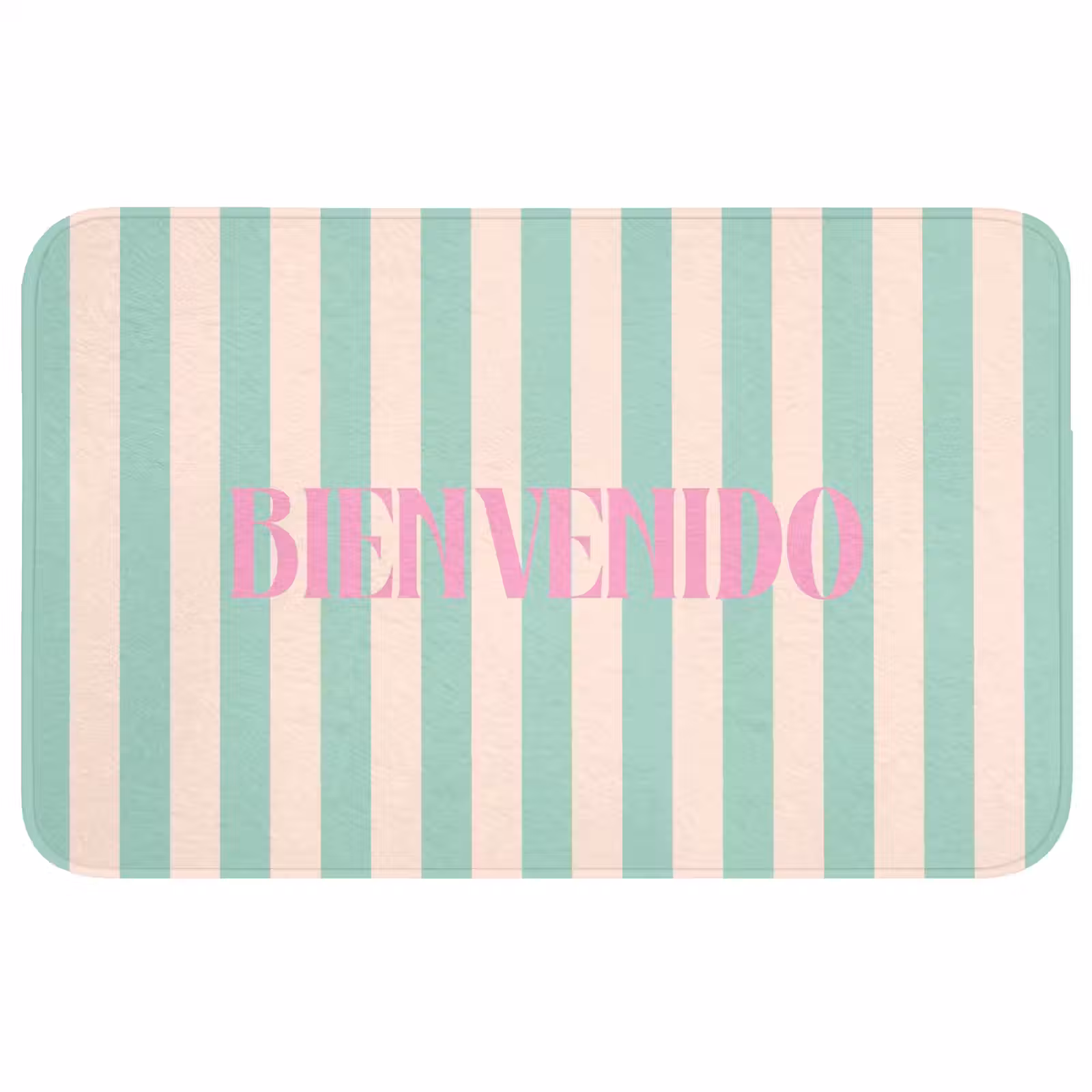 Wc Mat - Roze - Groen - Strepen - Bienvenido — 1