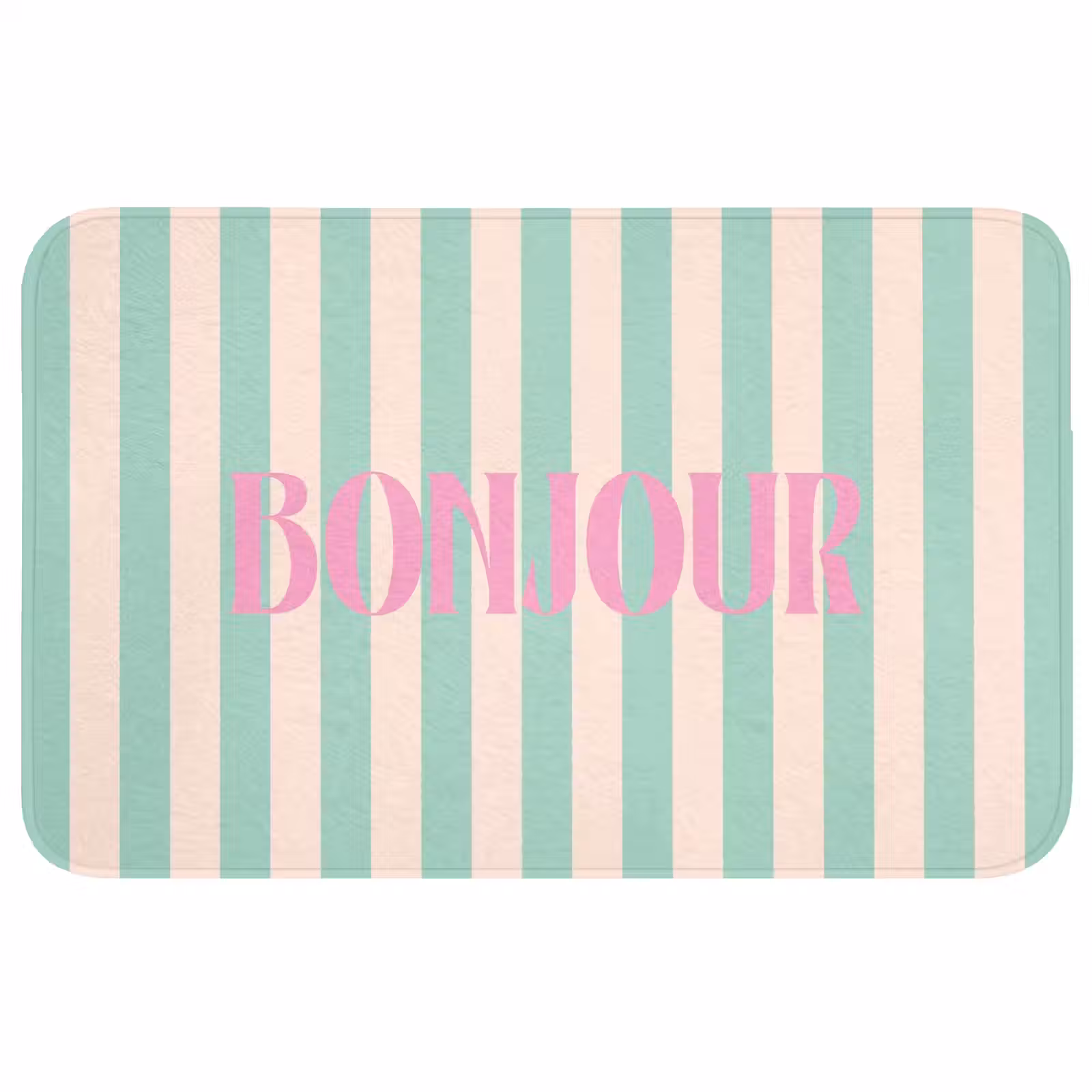Wc Mat - Roze - Groen - Strepen - Bonjour — 1