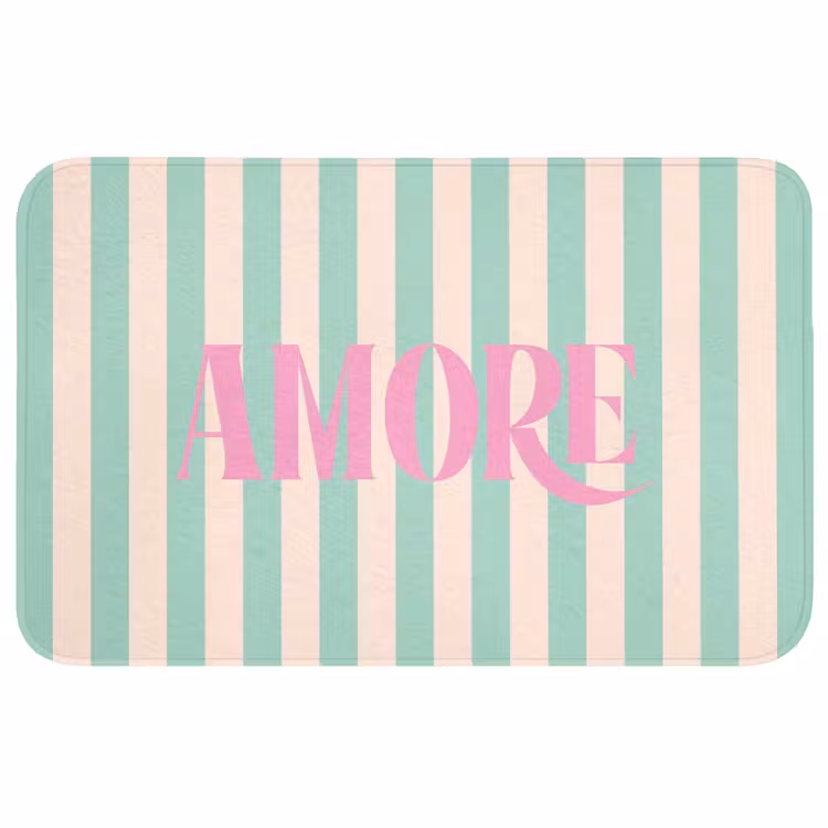 Wc Mat - Roze - Groen - Strepen - Amore — 1