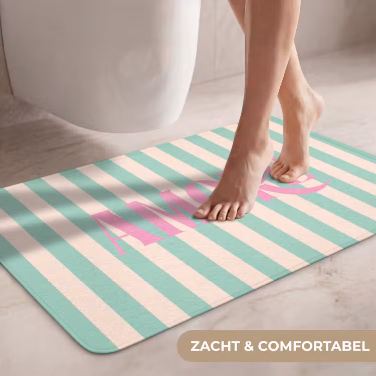 Wc Mat - Roze - Groen - Strepen - Amore — 7