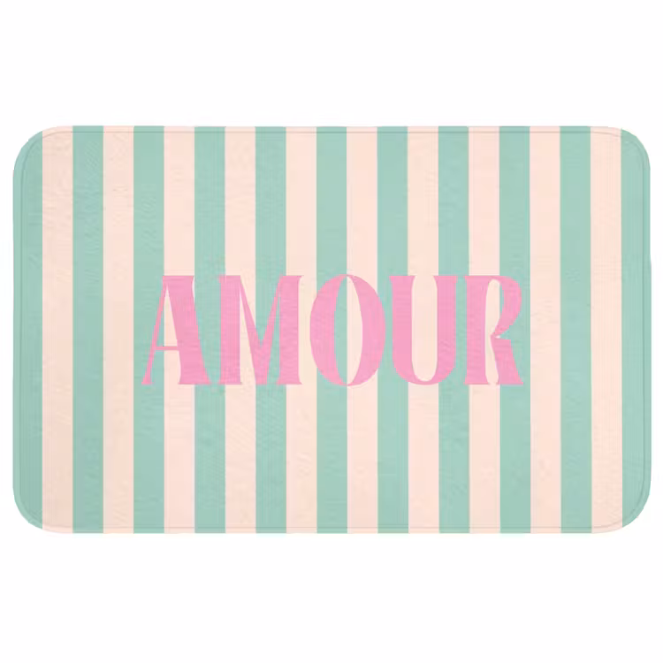 Wc Mat - Roze - Groen - Strepen - Amour — 1