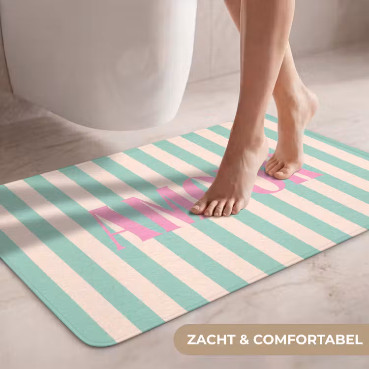 Wc Mat - Roze - Groen - Strepen - Amour — 7