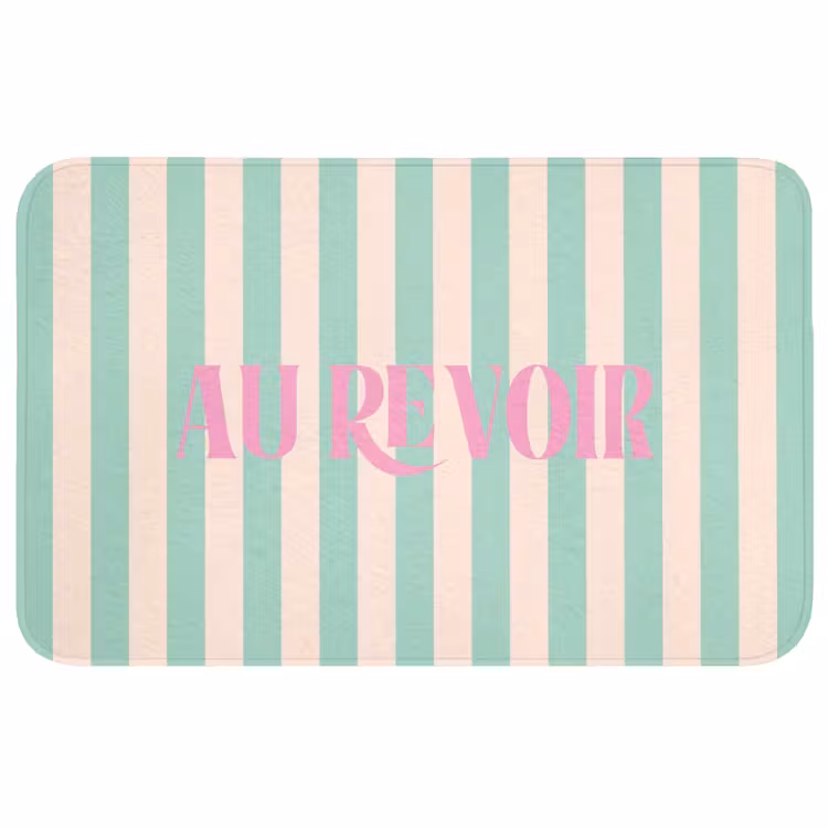 Wc Mat - Roze - Groen - Strepen - Au revoir — 1