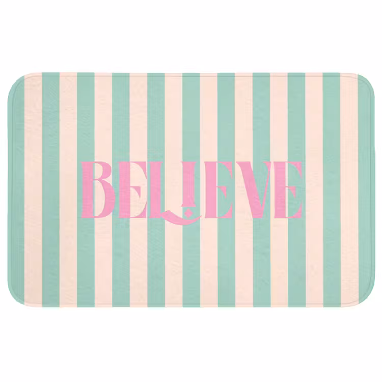 Wc Mat - Roze - Groen - Strepen - Believe — 1