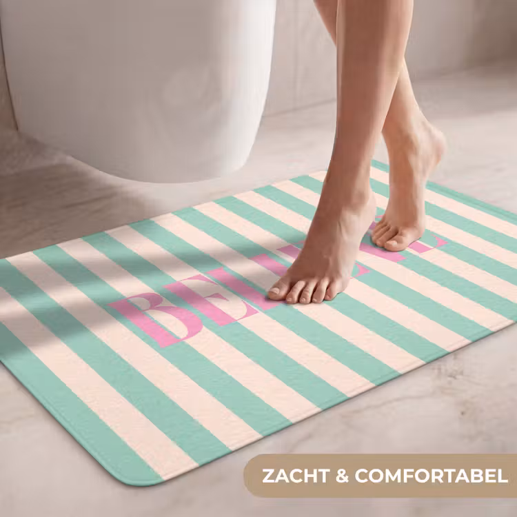 Wc Mat - Roze - Groen - Strepen - Believe — 7