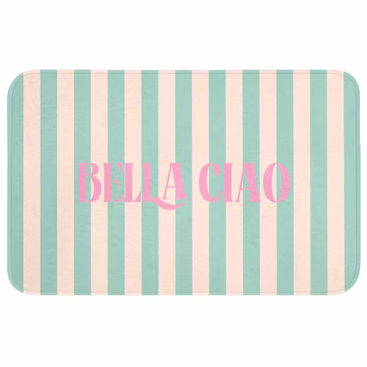 Wc Mat - Roze - Groen - Strepen - Bella ciao — 1